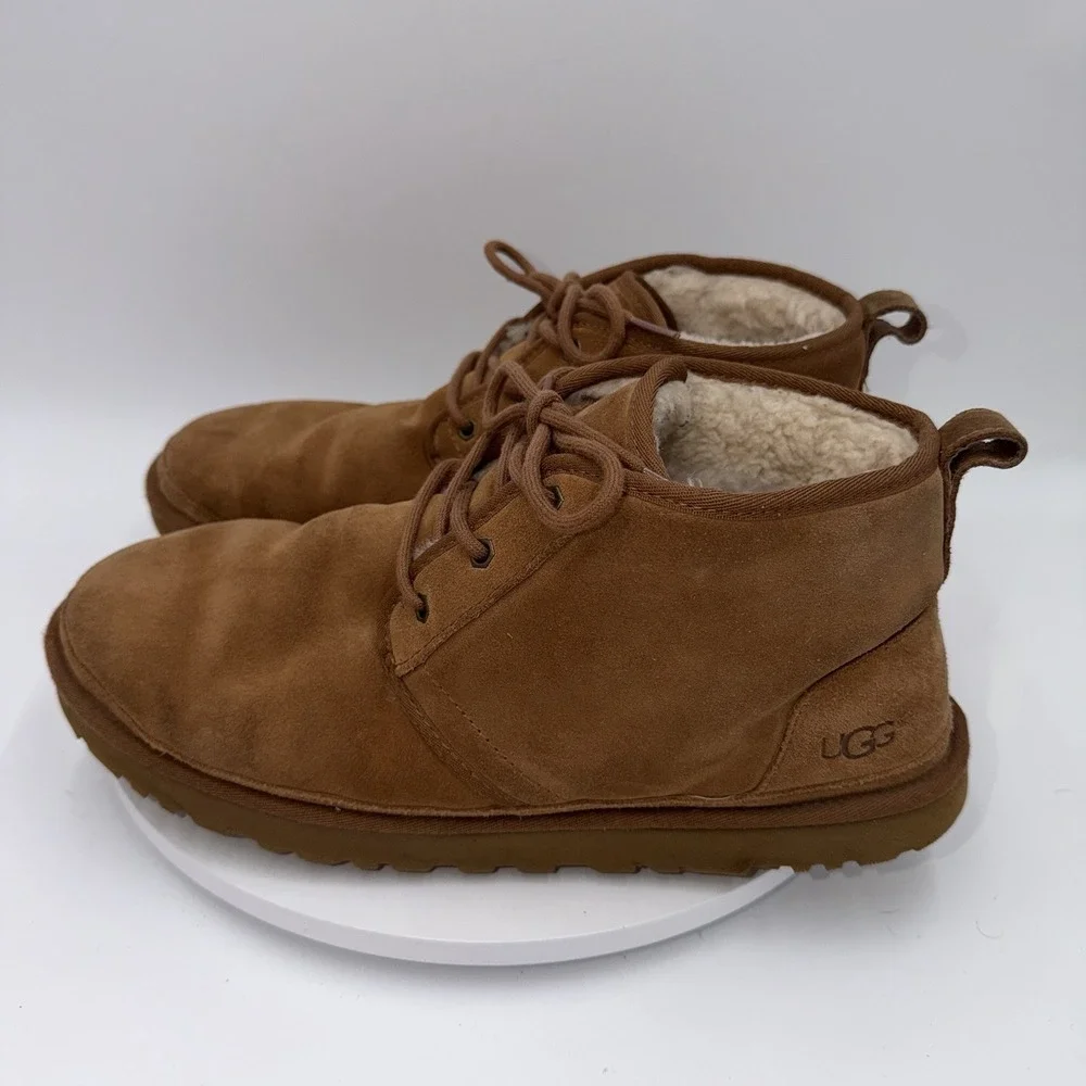 UGG Men's Neumel Chestnut Suede Lace-up Wool Lining Comfort Boots Size Mens 13